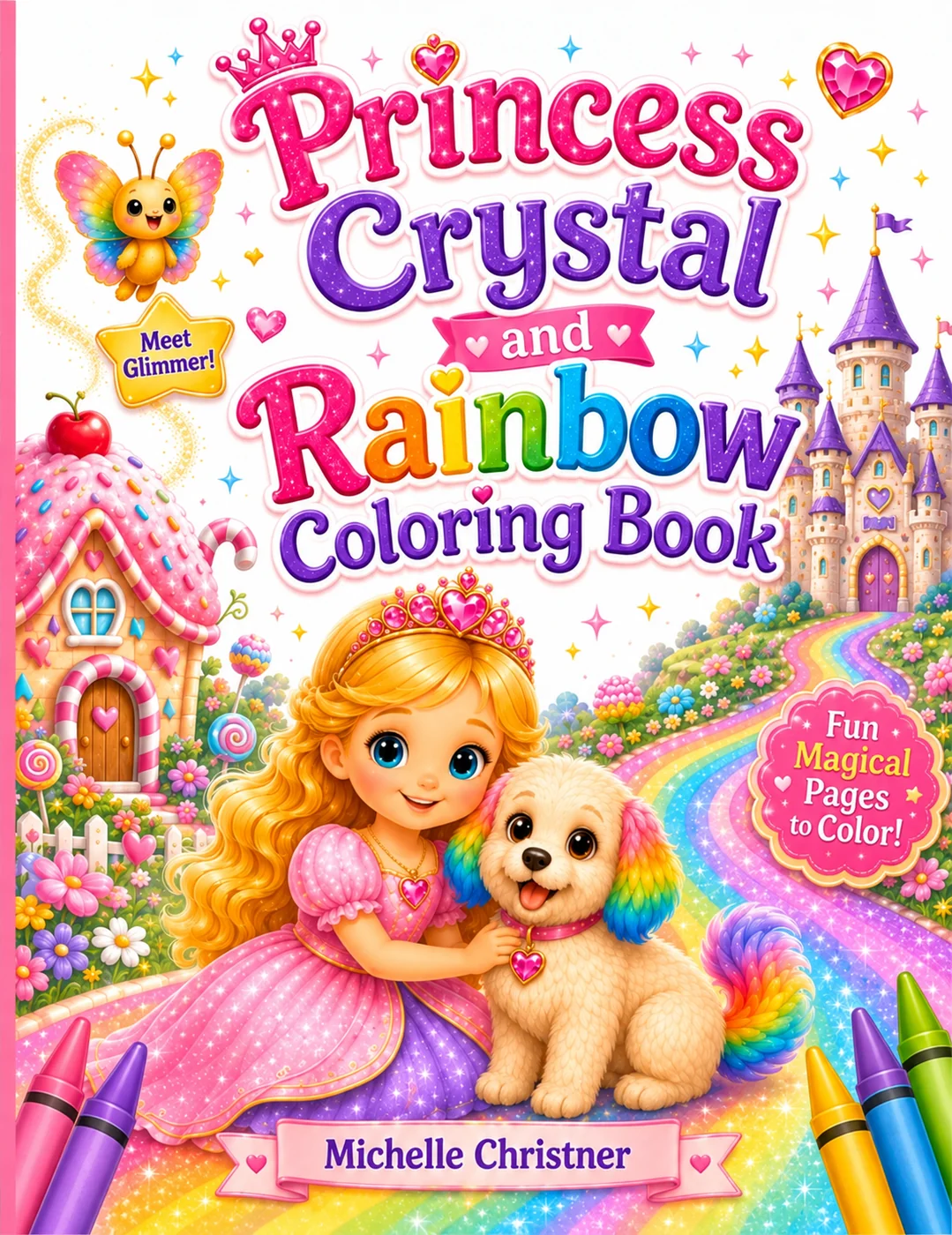 Cover of the Princess Crystal and Rainbow Coloring Book by Michelle Christner
